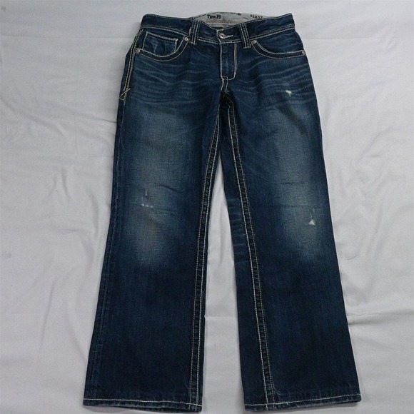 Buckle Black 31 x 29 Three Fit Bootcut Dark Bold Stitch Denim Jeans‎ - Picture 1 of 7